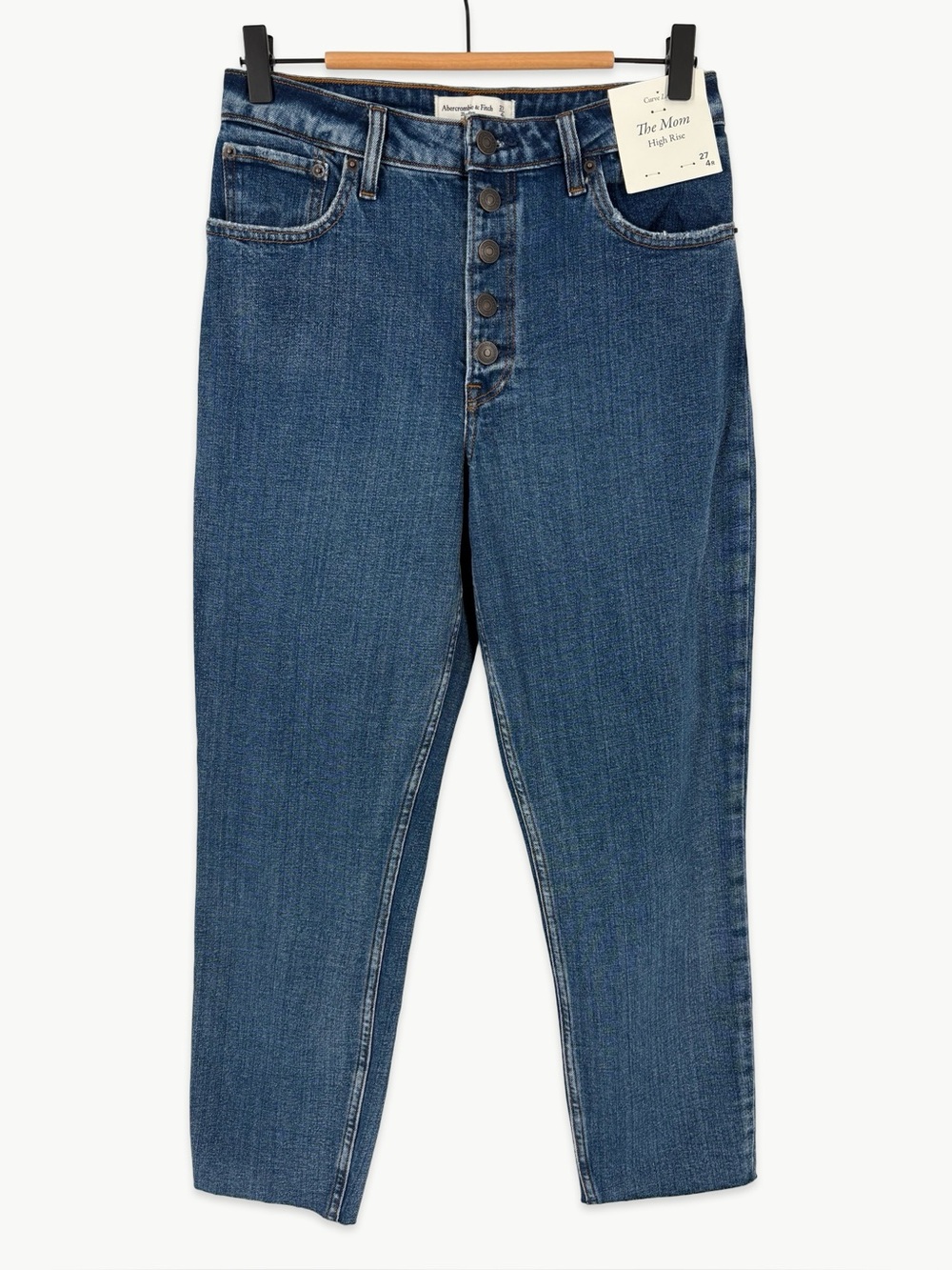 Abercrombie & Fitch Curve Love High Rise Mom Jeans Size 27 Medium Wash NWT